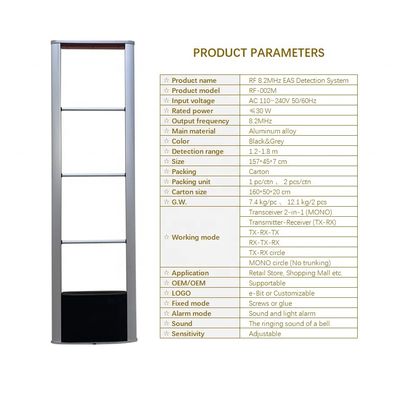 Supermarket Retail Shop 8.2MHz RF EAS System MONO Aluminum Alloy Structure Black ABS Base
