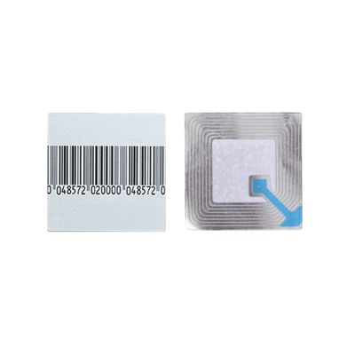 White EAS 8.2MHz Security RF Soft Label 50 X 50mm Coated Paper With Bar Code
