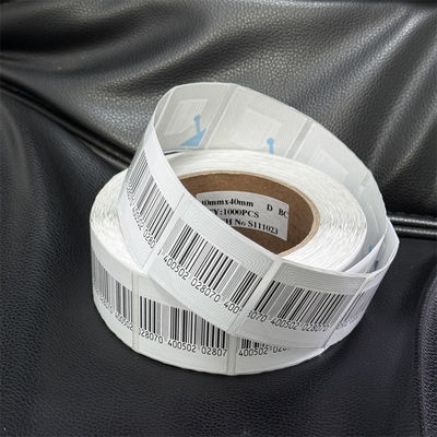 EAS 8.2MHz RF Security Soft Label 40 X 40mm Coated Paper With Bar Code