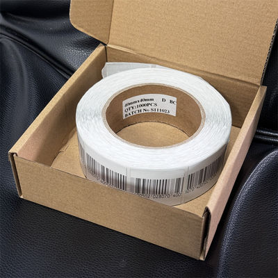 EAS 8.2MHz RF Security Soft Label 40 X 40mm Coated Paper With Bar Code