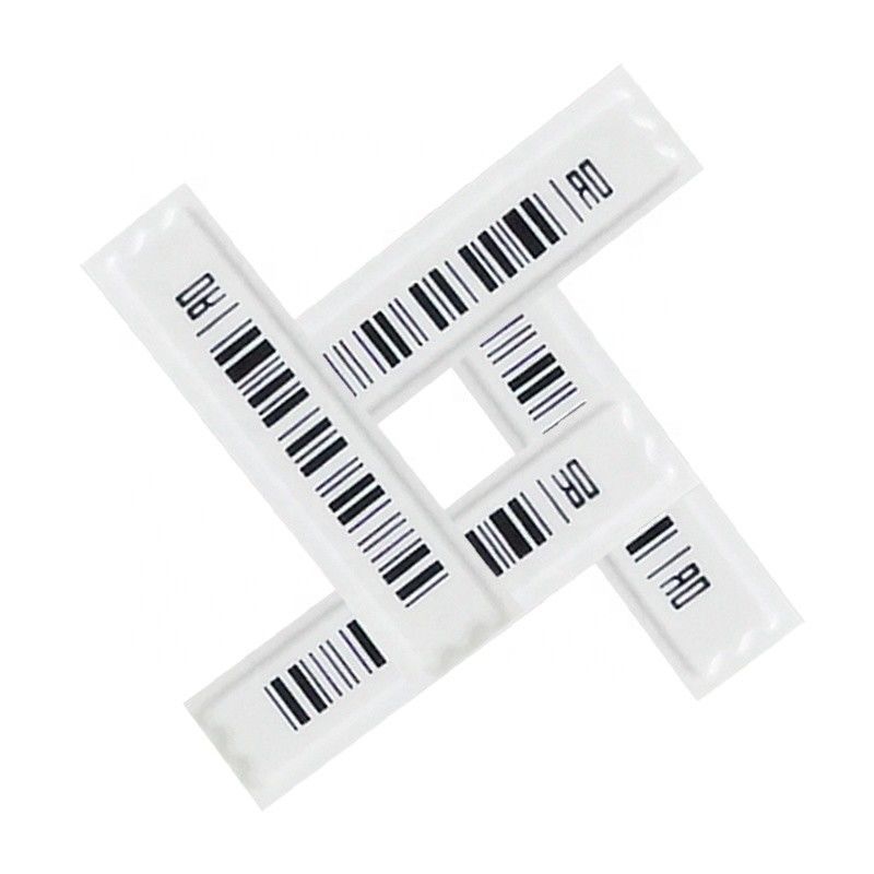 White EAS 58KHz Security AM Soft Label  45 X 11 X 2mm Bar Code